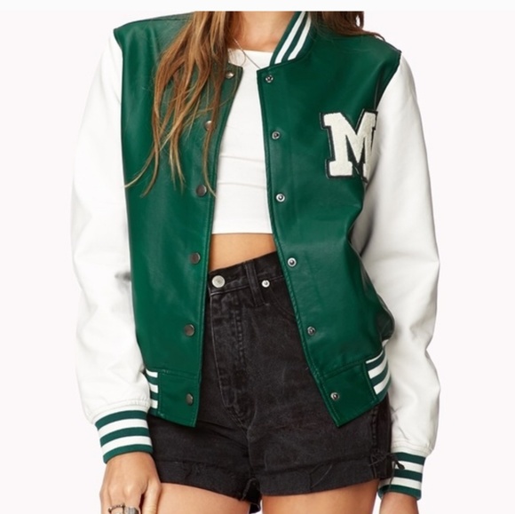 Forever 21 Jackets & Blazers - Forever 21 Green Varisrty Jacket - Size Medium